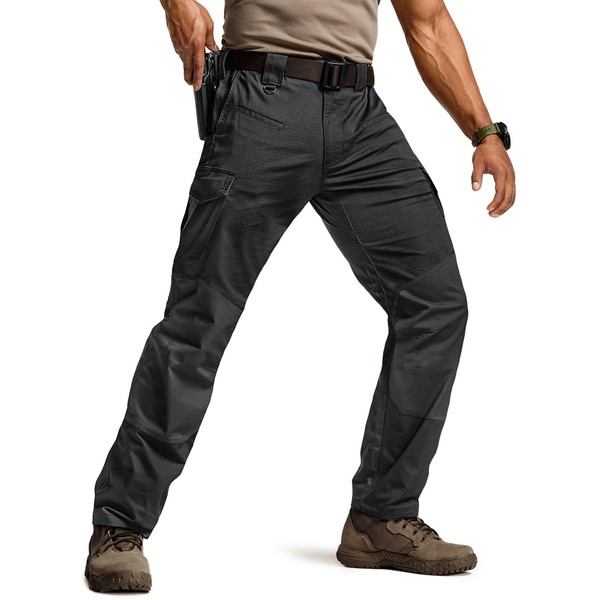 CQR Men's Flex Ripstop Tactical Pants, Water Resistant Stretch Cargo