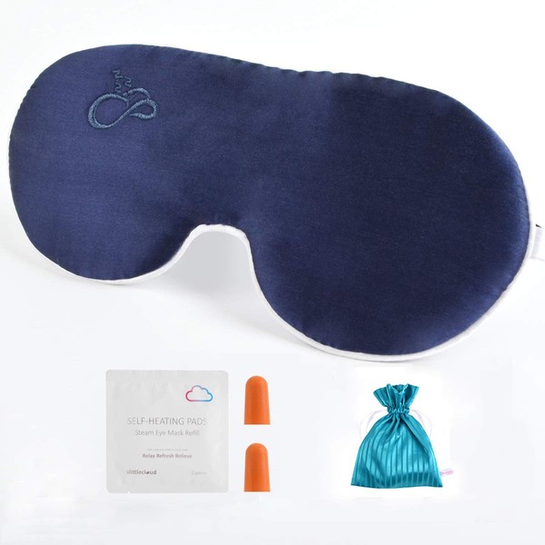 alittlecloud Silk Sleep Mask,Ergonomic & Blindfold Eye Mask for Travel/Naps/Yoga,Super Soft/Smooth/Lightweight with Adjustable Strap for Women/Men,Navy Blue
