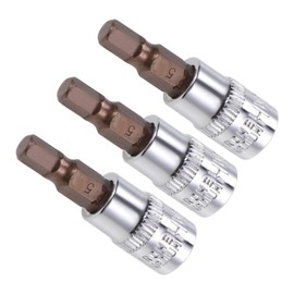 CoCud Hex Bit Socket, Metric H5 (5mm) Bit 1/4" Drive 1.5" Long, S2 Alloy Steel Heat Treated CR-V Socket - (Applications: for Fastener Application), 3-Pieces