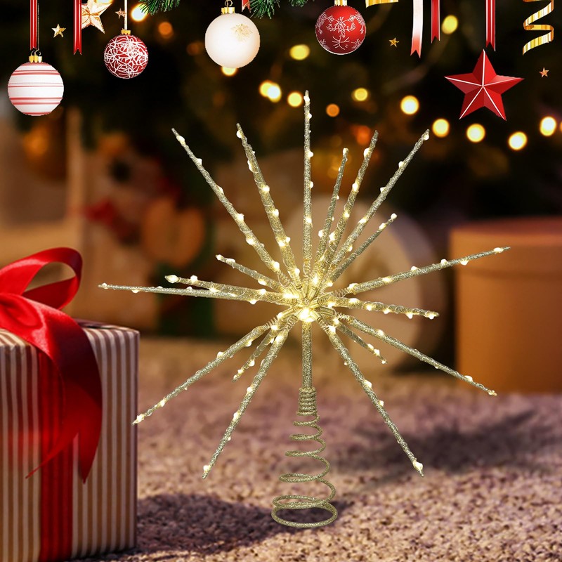 Obralitic 15 Inch Christmas Tree Star Topper with 150 LED
