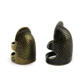 CENPEK 2 Pcs Sewing Thimble Adjustable Fingertip Thimble Copper Finger Protector Thimble for Sewing Craft Accessories DIY Sewing Tools(S+M)