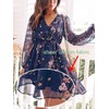CUPSHE Women's Floral Print Sheer Chiffon A-Line Mini Dress Long
