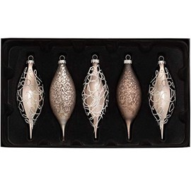 WeRChristmas Glass Baubles, Grey, 5-Piece