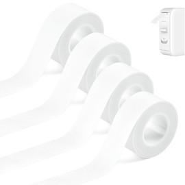 4 Rolls Label Tape Suitable for Label Printers Waterproof Label Tape Print Barcode, Name, Date, Price etc. Suitable for Home, Office, School (White, Rolls / 15 mm x 4 m)