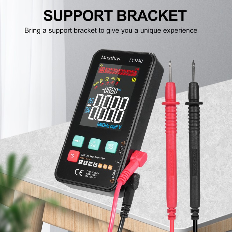 MASTFUYI FY128C Smart Digital Multimeter with Bracket Compact Intelligent Electrical