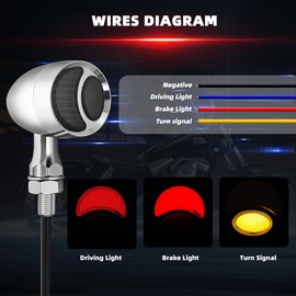 FATECIM Bullet Motorcycle LED Rear Turn Signals, Motorcycle Duolamp Brake Tail Light, Motorcycle Blinkers Indicators for Harley Honda Yamaha Suzuki Kawasaki Cruiser Chopper Bobber Chrome