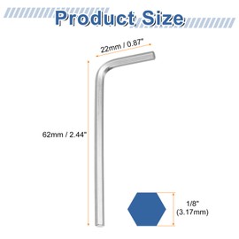 sourcing map 10pcs Hex Key Wrench 1/8" 45# Carbon Steel L-Shape Hexagon SAE Wrenches Repairing Tool for Home DIY Bike Motorcycle Repair, Silver Tone