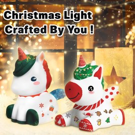 FUNZBO 2Pcs Paint Your Own Unicorn Lamp Kit - Art & Craft Supplies Painting Kits, Arts and Crafts for Kids Teens Adults, DIY Night Light Christmas Toys Gift for Girls Boys Ages 3,4,5,6,7,8,9,10,11,12+