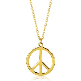 QLUYCKW Peace Sign Necklace Metal Love Peace Sign Pendant Necklace Peace Symbol Jewelry Stainless Steel 1960s 1970s Hippie Style Party Dressing Accessories Adjustable Jewelry for Men Women (Silver)