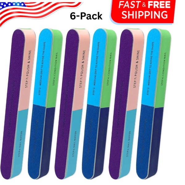 N/A 6-Pack All-in-One Nail Buffer - Effortlessly Create Smooth and