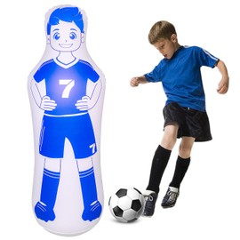 1 PC Inflatable Soccer Dummy, Soccer Training Equipment, Inflatable Dummy Goalkeepr Air Mannequin Free Kick Wall Goalkeeper Defender Training for Children Adults, Blue Dummy 48 Inch.