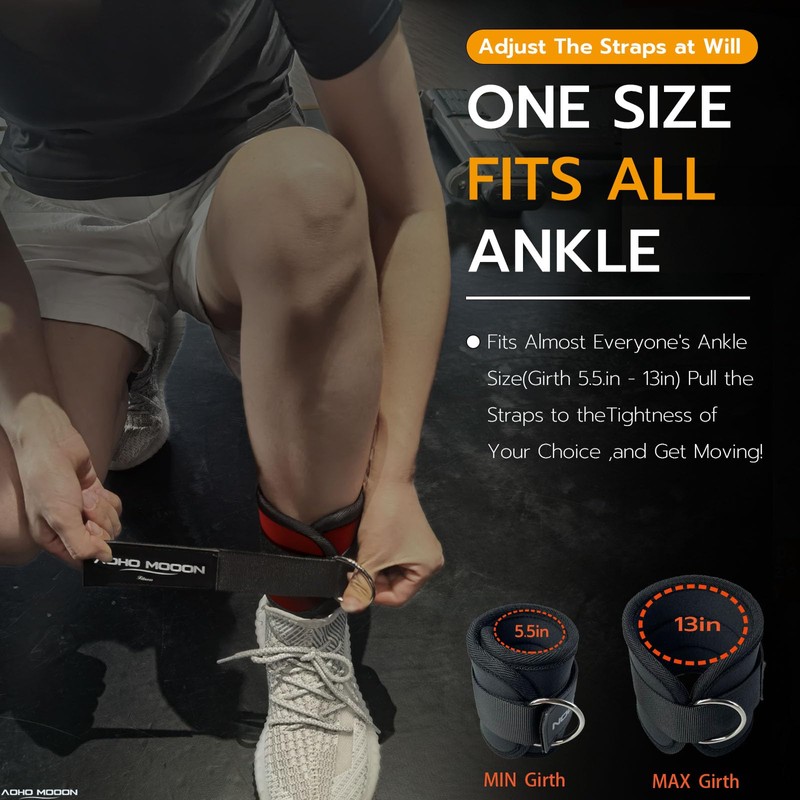 AOHO MOOON (Pair) Comfortable Adjustable Ankle Straps for Cable Machines