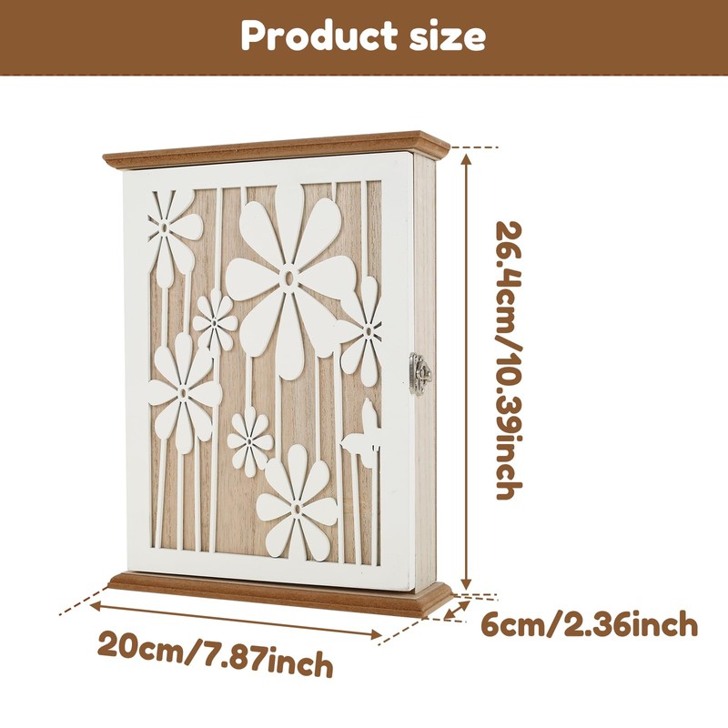 Wooden Key Box Wall Mount Wooden Key Holder Decorative Wall