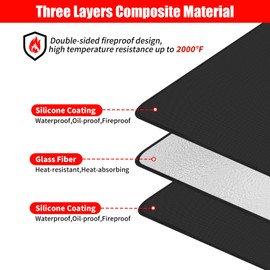 Grill Mat for Outdoor Grill Large 76 x 51 inch, Heat Resistant Mat Grill Floor Pad, BBQ Mat for Deck Patio Lawn, Indoor Fireplace/Fire Pit Mat, Double-Sided Fireproof, Waterproof, Oil-Proof - (0.5mm)