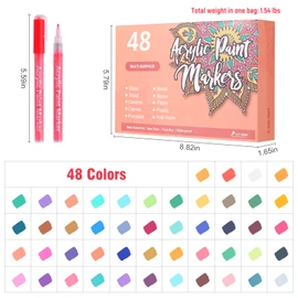 Hyrrt 48 Colors Extra Fine Tip Paint Pens Paint Markers, Premium Acrylic Paint Pens For Rock Painting, Canvas, Wood, Glass, Ceramic, Fabric, Acrylic Paint Markers Set for Painting Supplies