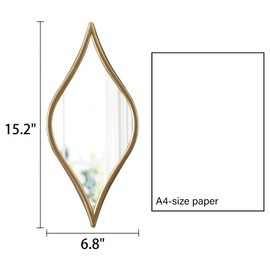 Sintosin Decorative Tear Drop Gold Mirror Wall Decor 6 X 15 Inch, Set of 3 Hanging Small Vintage Mirrors for Living Room, Metal Wall Art for Entryway Vanity Hallway Bedroom Bathroom