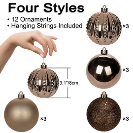 Briful 16PCS 8CM Christmas Baubles, Christmas Tree Decorations Xmas Hanging Ornaments Small Shatterproof Balls for Home Festival Gifts Christmas Decorations