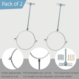 2 Sets Adjustable Pipe Bracket，Heavy Duty Galvanized Iron Stove Pipe Hanger Strap，Wall Support Chimney Pipe Holder，Round Split Ring Vent Conduit Carrier Kit，with All Mounting Screws (12-Inches)