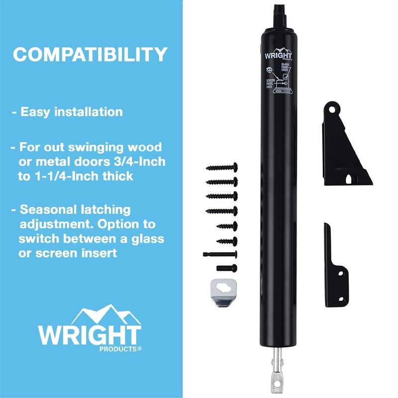 Wright Products V1020BL Standard Duty Pneumatic Closer, Black