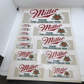 Miller Beer Promotional Stickers Vintage 1981 Full Sheet Toolbox/Garage Stickers