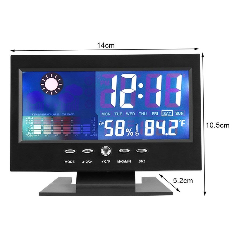 TMISHION Digital Weather Forecast Clock with Large LCD Humidity, Temperature,