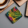 Tropical Leaf Coaster Set, Exotic Floral Art 9cm Glossy Wood