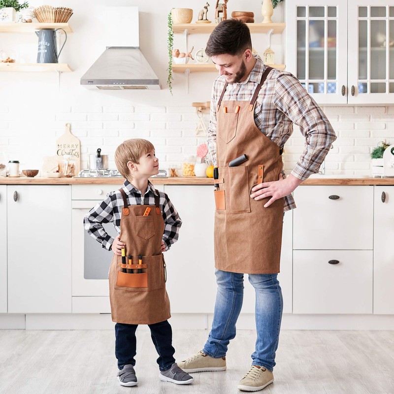 NEOVIVA Heavy Duty Work Apron for Kid Boys with Pockets