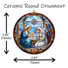 Elegant Nativity Scene Ornaments, Stained Glass Style Nativity Ornaments for Christmas Tree, Ceramic Christmas Ornaments for Home Decor, Religious Gifts for Men, Women, Christian Gift Ideas