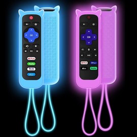 3 Pack Case for Roku Remote, Cover for Hisense/TCL Roku TV Steaming Stick/Express,  Protective Controller Universal Replacement Sleeve  Glow in The Dark Green Blue Pink - Color: Glow Blue&Glow Purple