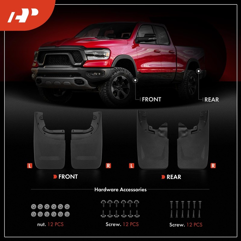 A-Premium Mud Flaps Compatible with Toyota Tacoma 2005-2015, No Drilling