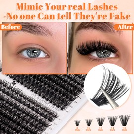 Lash Clusters Kit Volume Fluff Extensions 621Pcs Individual Cluster