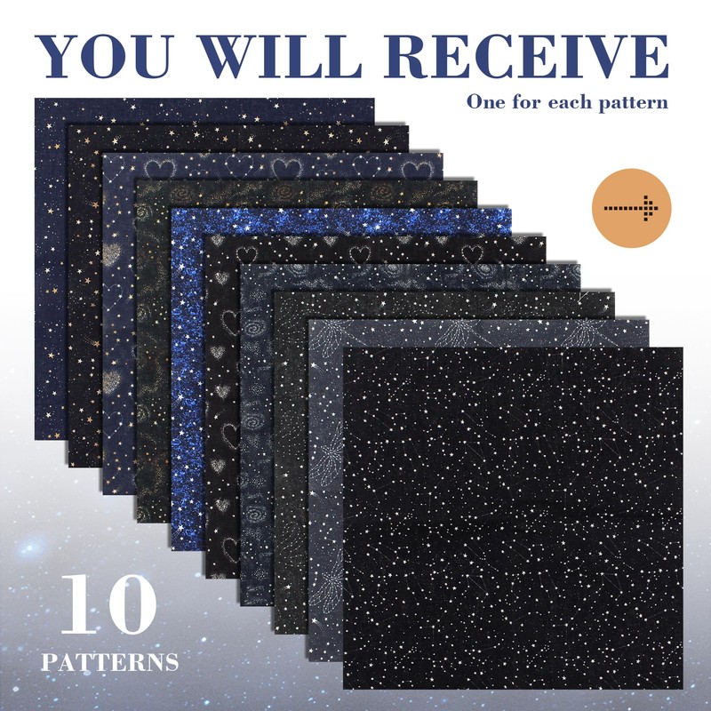 10pcs Quilting Print Fabric 9.8"X9.8" Cotton Fat Squares Sheets Printed