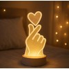 Korean Finger Heart 3D LED Night Lamp – Modern Decorative