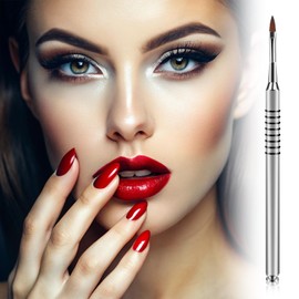 Acrylic Nail Brush 3D Nail Art Brush for Acrylic Powder Stainless Steel Nails Brushes for Nails Art Pens with Non-Slip Handle for UV Gel-Nail Home Salon, Size # 2