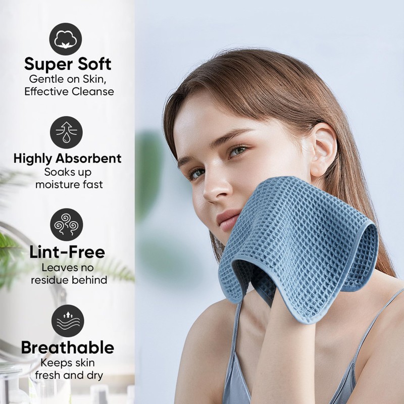 Microfiber Waffle Face Towels, 2 Pieces, Oversized, Soft, Absorbent, Fast