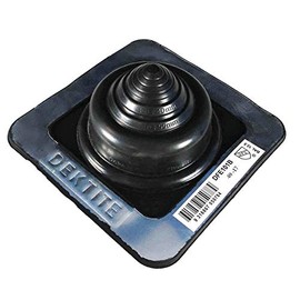 DEKTITE #1 (DFE101B) Square Black EPDM Flexible Pipe Flashing, Roof Jack, Pipe Boot Flashing Dektite (for OD Pipe Sizes 1/4" - 2-1/4")