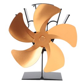 5 Blade Heat Powered Stove Fan Fireplace Fans Self Generating Thermal Fan for Wood Log Burner Fireplace Gold