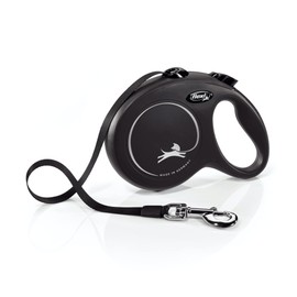 Flexi New Classic Retractable Dog Leash, Tape, Black, Large/16’, For Dogs up to 110 lbs