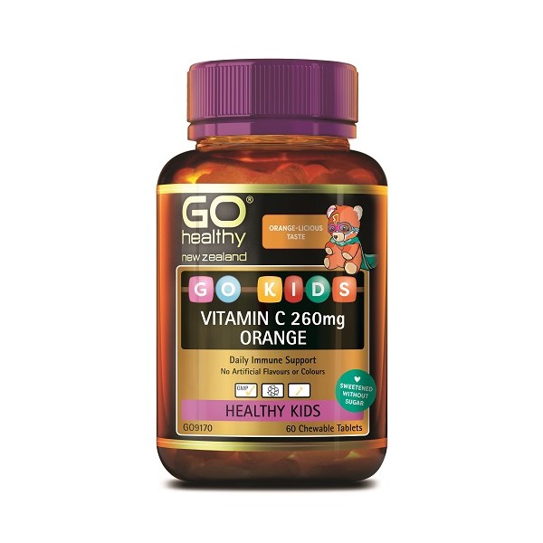 GO Healthy GO Kids Vitamin C 260mg Orange Chewable Tablets 60