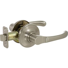 Delaney Callan Hardware Newport Privacy Door Handle, Fits Door 1-3/8 to 1-3/4 in. Thick, Satin Nickel – Reversible Left/Right-Handed Bed & Bathroom Push Button Door Lever – Easy to Install