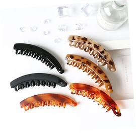 FRCOLOR 5pcs Non- Banana Hair Clips for Women Stylish Clips Glossy Tortoise Shell for Thick Hair for Daily Hairstyles and Special Occasions
