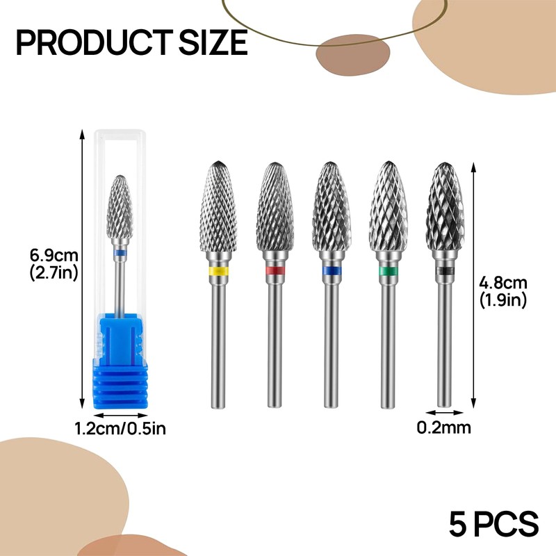 keyxer Pack of 5 Tungsten Carbide Nail File Bits, Nail