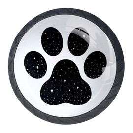 Lilibeely 4 Pieces Set Cabinets Hardware Round Furniture Knobs Dog Paw Footprint Print,Drawer Dresser Cupboard Wardrobe Pulls Handles for Home Kitchen