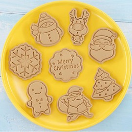 Juego de 8 moldes de galletas de unicornio para hornear galletas, prensa, castillo de princesa, herramientas de cocina, sellos de plástico para galletas (Navidad A)