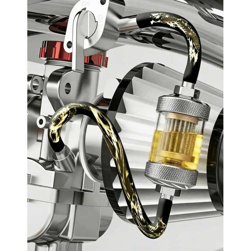 3/16" 6mm Universal Inline Fuel Filter, High Strength PC Clear