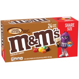 M&M'S Caramel Chocolate Candy, Full Size 2.83 oz Bag, Pack of 24 Bulk Candy Chocolate