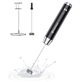 Maestri House Maestri House Rechargeable Milk Frother with Stand, Handheld Electric Foam Maker Waterproof Detachable Stainless Steel Whisk Drink Mixer Foamer for Lattes, Cappuccino