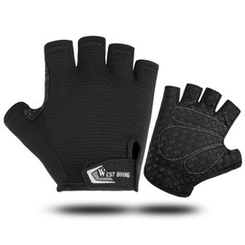 JUPSK Cycling Gloves, Half Finger Bicycle Gloves Anti Slip Gel Pad Bike Gloves Breathable MTB Gloves Fingerless Sports Gloves for Men and Women