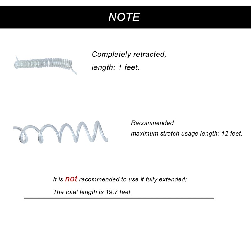 12 feet Retractable Oxygen Tubing for Oxygen, with 360°Swivel Connector