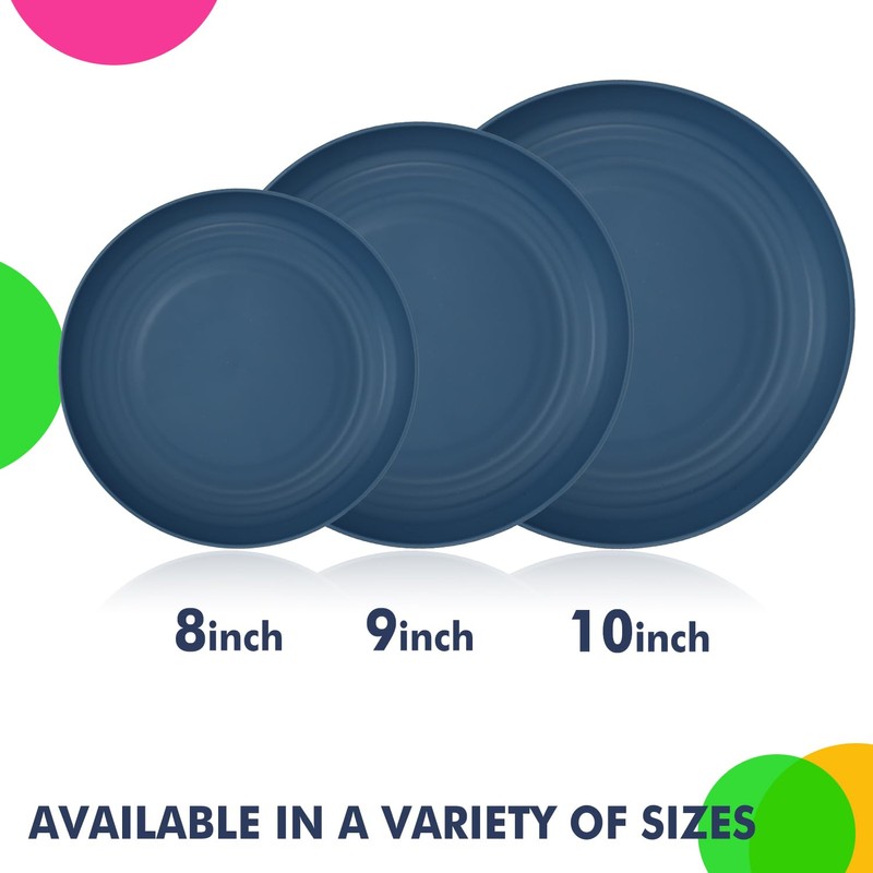 Homienly 10 inch Wheat Straw Dinner Plates Set of 8